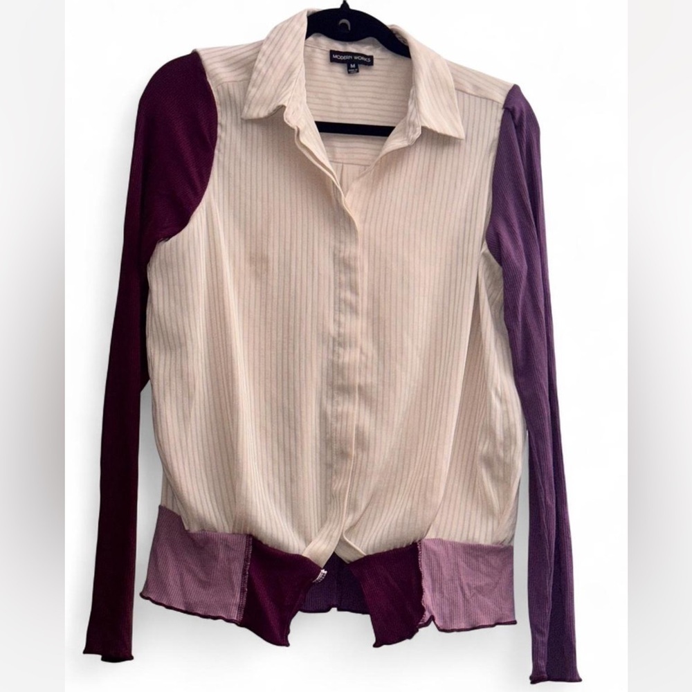 Modern works up cycled long sleeve shirt size M